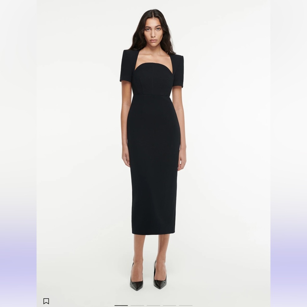 DISO Roland Mouret Black Short Sleeve Moon Dress in size US2/UK6 or US4/UK8
